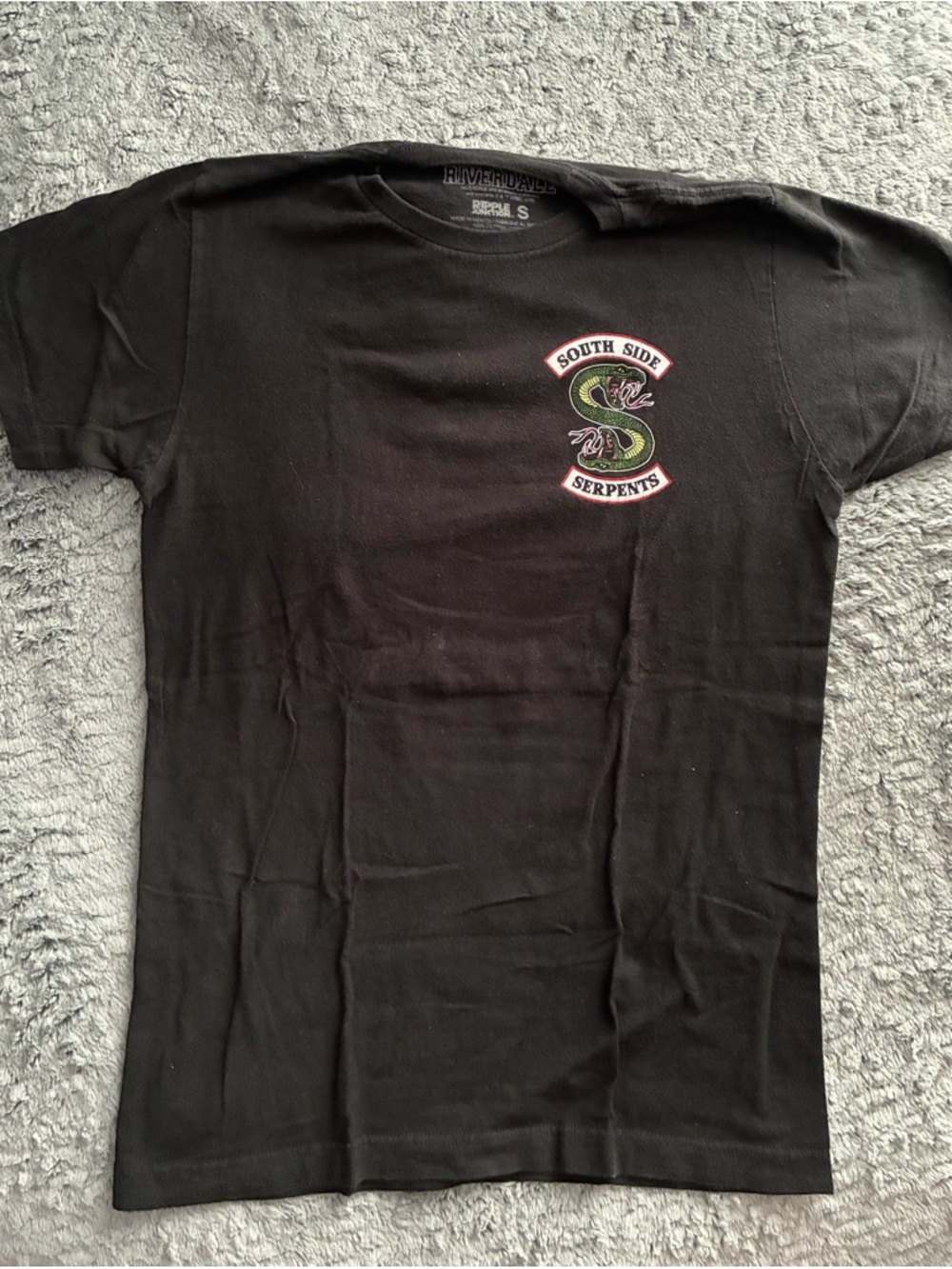 Ripple Junction Black Short-Sleeve Tee with Green & Red Serpent Patch